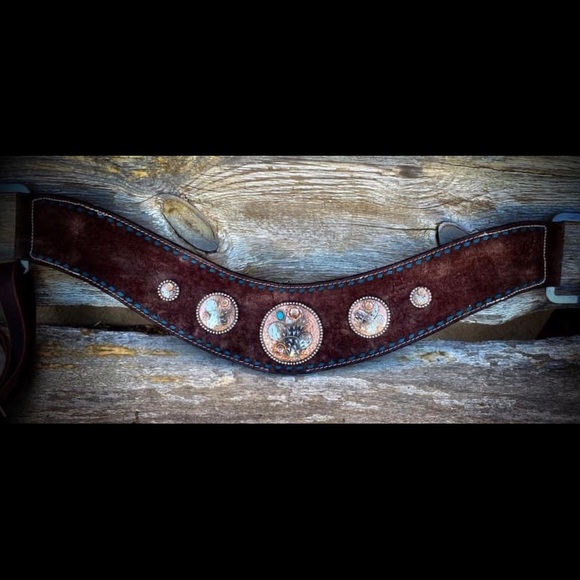🆕 Leather & Silver Concho Tripping Breast Collar - Picture 4 of 5